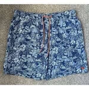 Ted Baker Swim Trunks Blue Floral Beach Pool Vacation Resort Mens Size 5